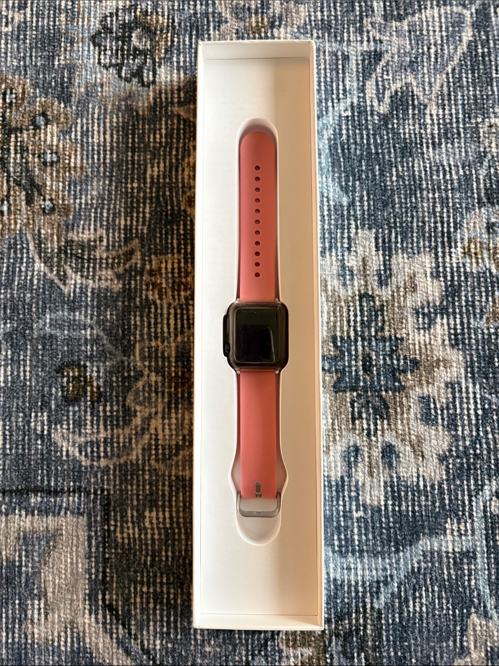Apple Watch Series 3 Pink Silicone Smartwatch Band with Black Smartwatch